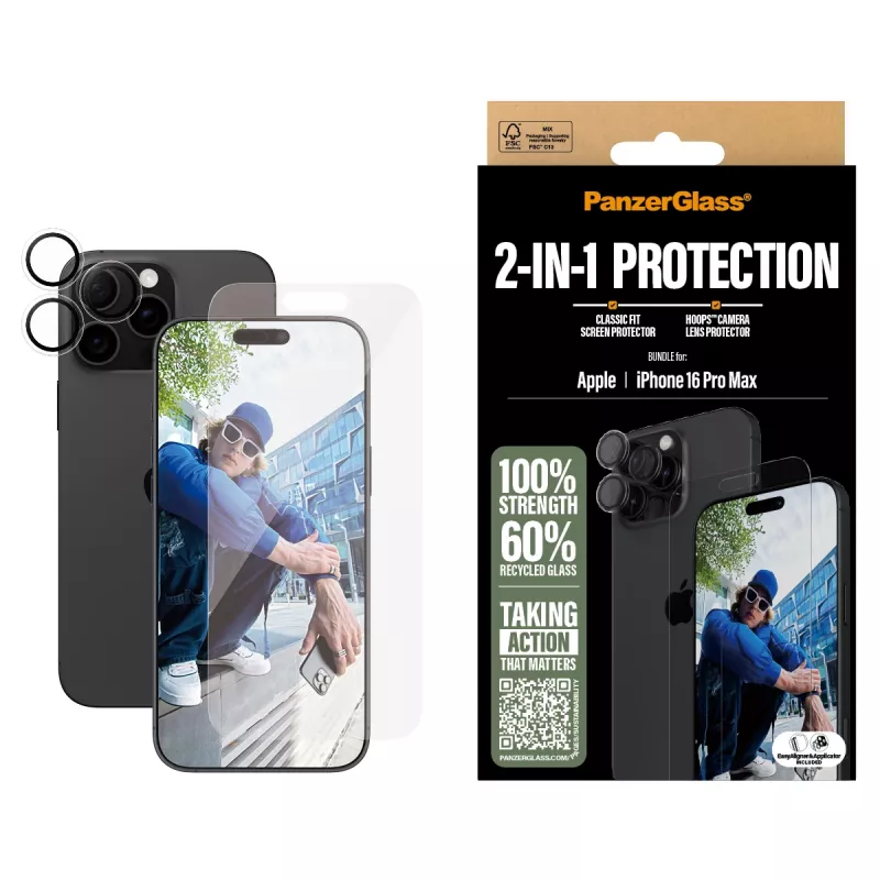 PanzerGlass 2-in-1 bundel iPhone 16 Pro Max B2876+1286