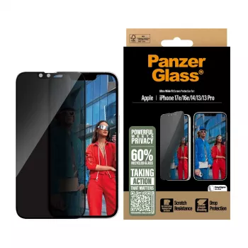 PanzerGlass ® privacy screenprotector iPhone 17e | 16e | 14 | 13 | 13 Pro | Ultra-Wide Fit met EasyAligner