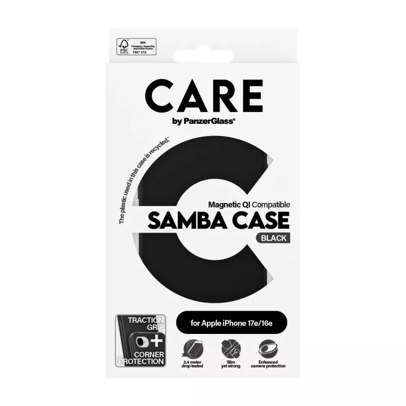 PanzerGlass CARE™ by ® Samba Case zwart met Qi-compatibel iPhone 17e | 16e