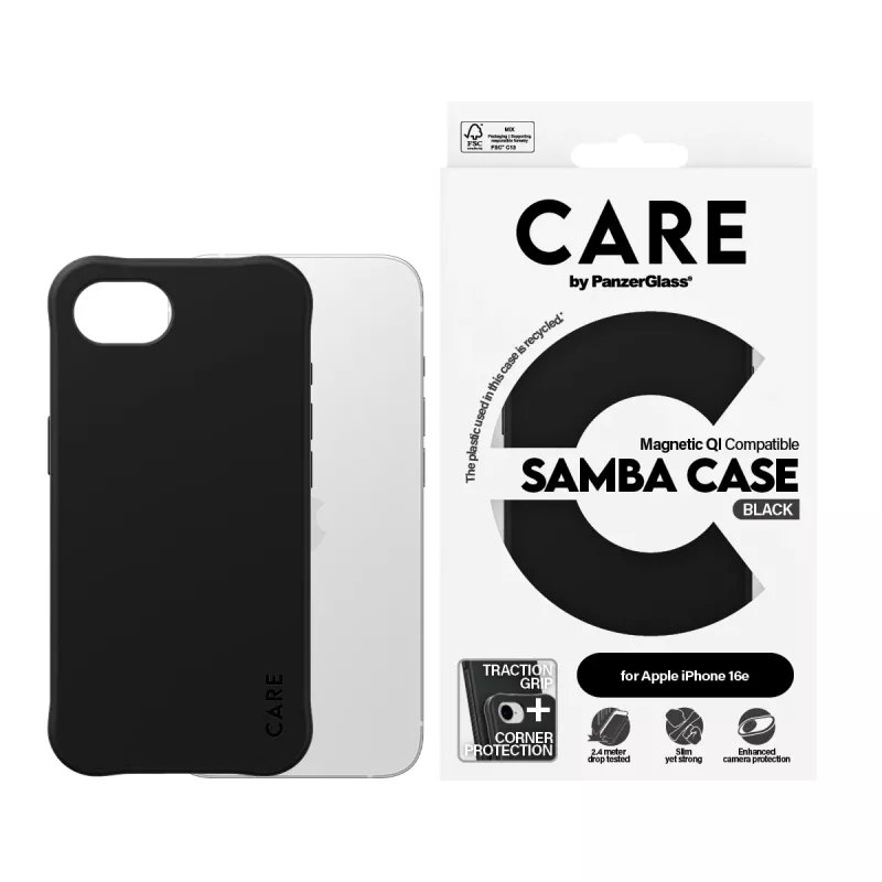 PanzerGlass CARE™ by ® Samba Case zwart met Qi-compatibel iPhone 17e | 16e
