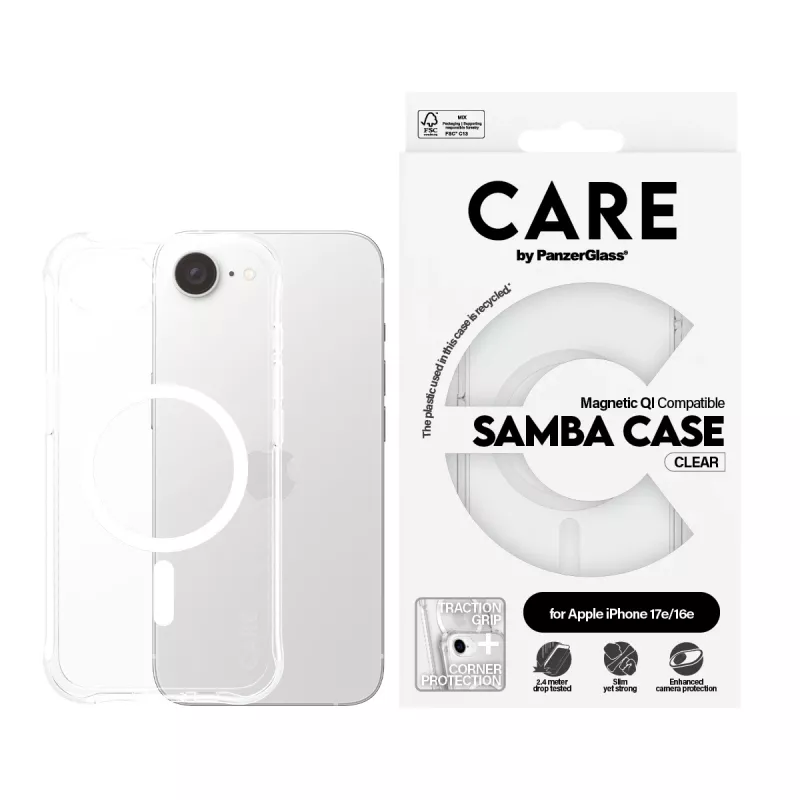 PanzerGlass CARE™ by ® Samba hoesje transparant met wit Qi-compatibel iPhone 17e | 16e