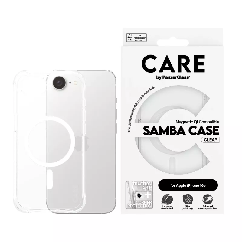 PanzerGlass CARE™ by ® Samba hoesje transparant met wit Qi-compatibel iPhone 17e | 16e