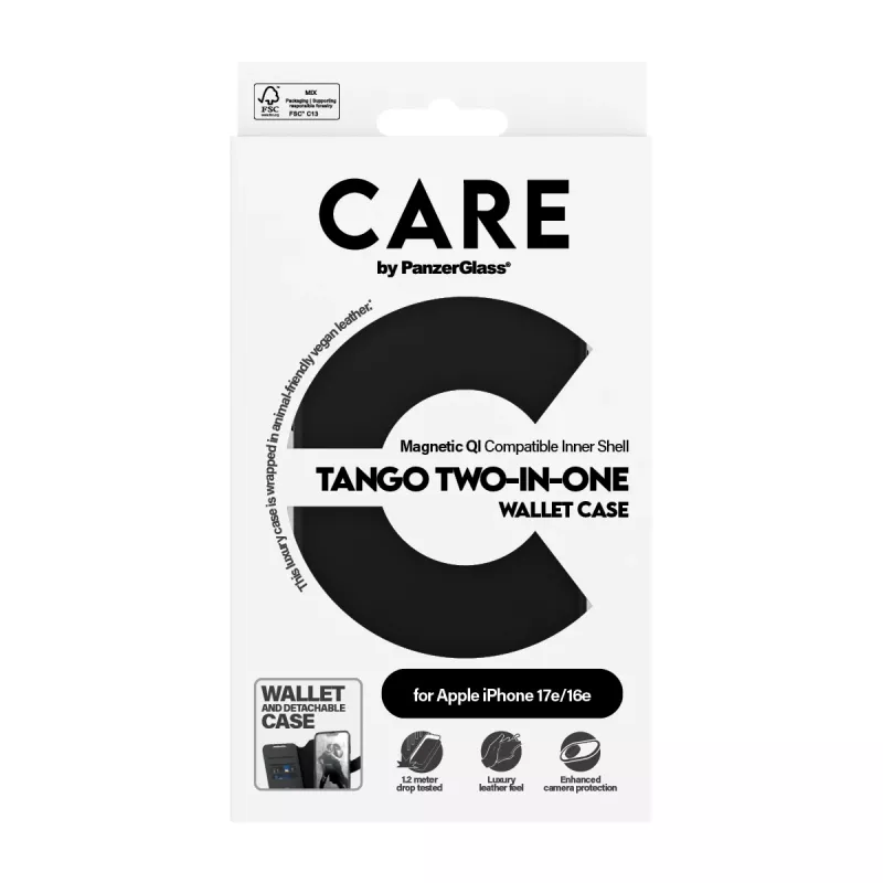 PanzerGlass CARE™ by ® Tango 2-in-1 wallet case met Qi iPhone 17e | 16e