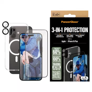PanzerGlass ® 3-in-1 beschermingsbundel iPhone 16 Plus