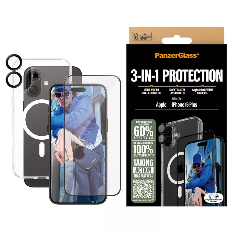 PanzerGlass ® 3-in-1 beschermingsbundel iPhone 16 Plus
