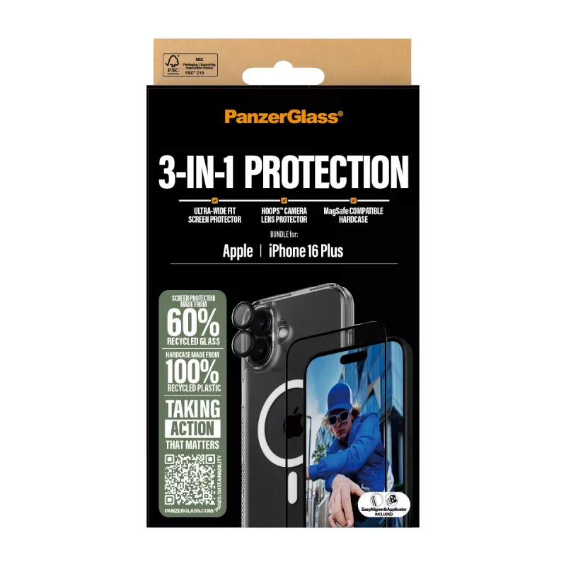 PanzerGlass ® 3-in-1 beschermingsbundel iPhone 16 Plus