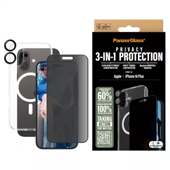 PanzerGlass ® 3-in-1 Privacy Protection Bundel iPhone 16 Plus