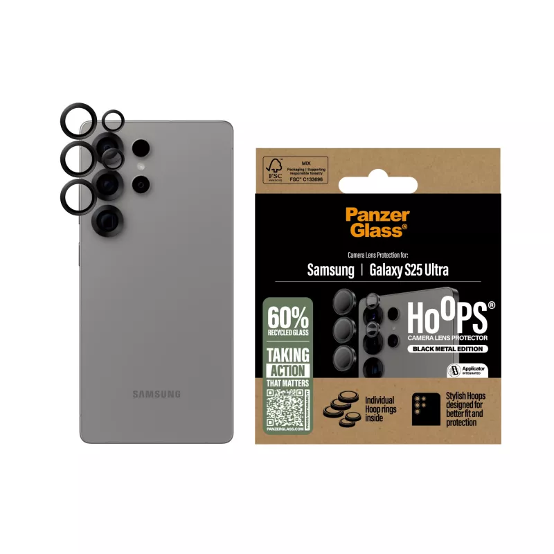 PanzerGlass ® Hoops® camera-lensbescherming zwart Samsung Galaxy S25 Ultra