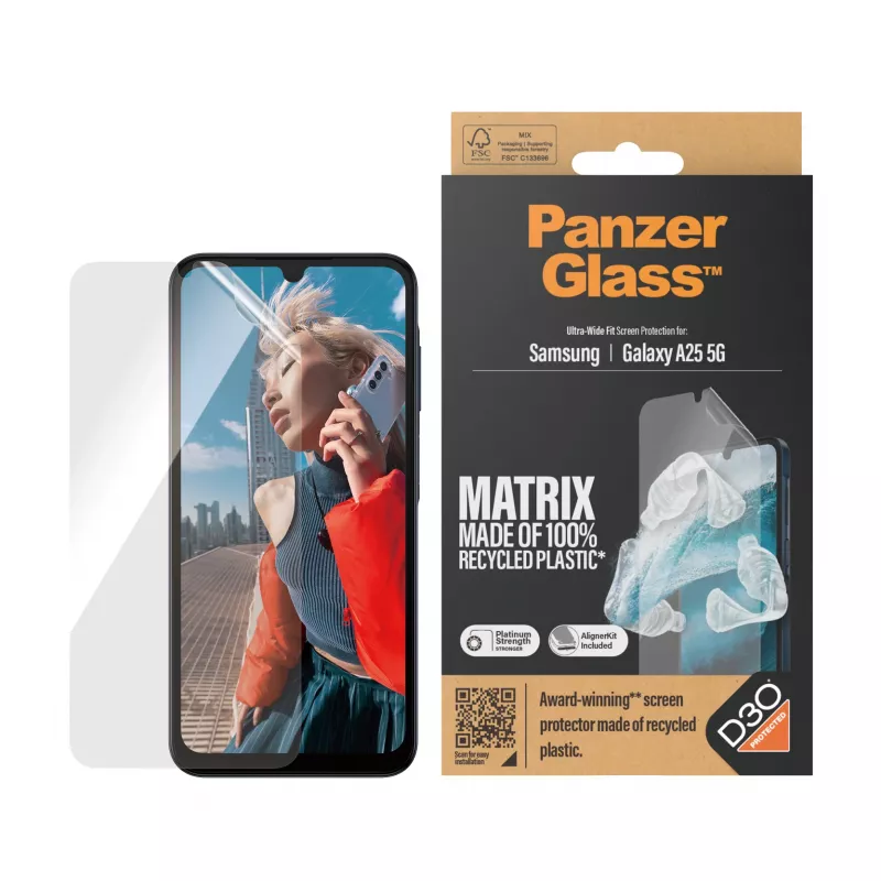 PanzerGlass ® ECO MATRIX beeldschermfolie met D3O® Samsung Galaxy A25 5G | Ultra-Wide Fit met AlignerKit