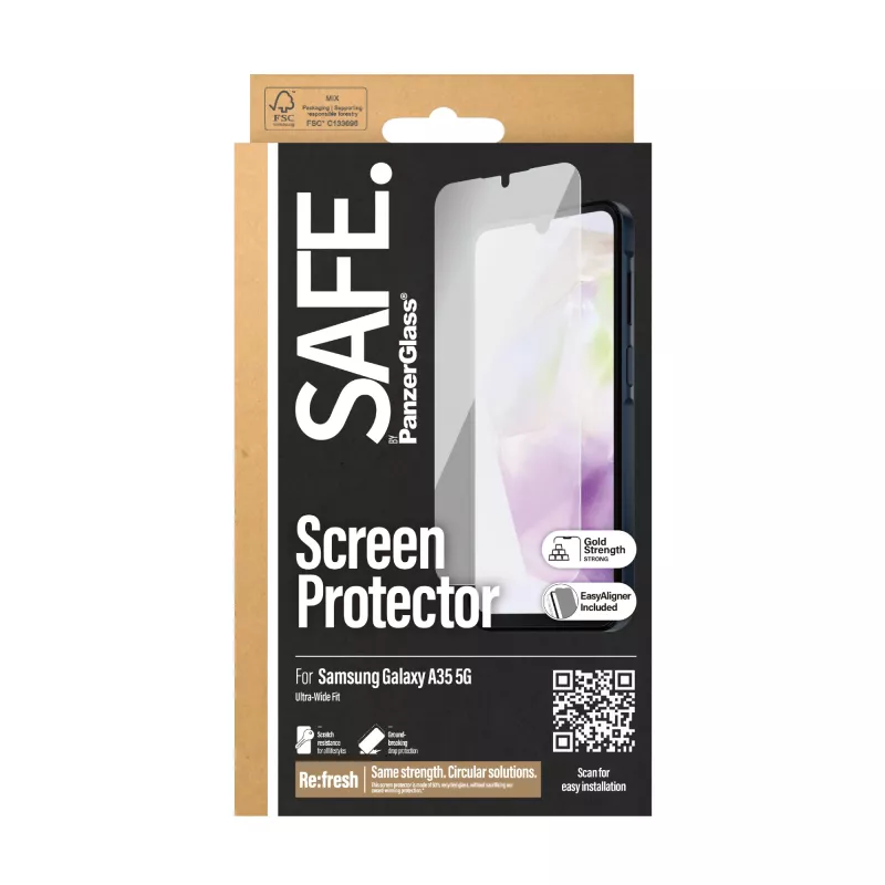PanzerGlass SAFE. by ® beeldschermbescherming Samsung Galaxy A35 5G | Ultra-Wide Fit met EasyAligner