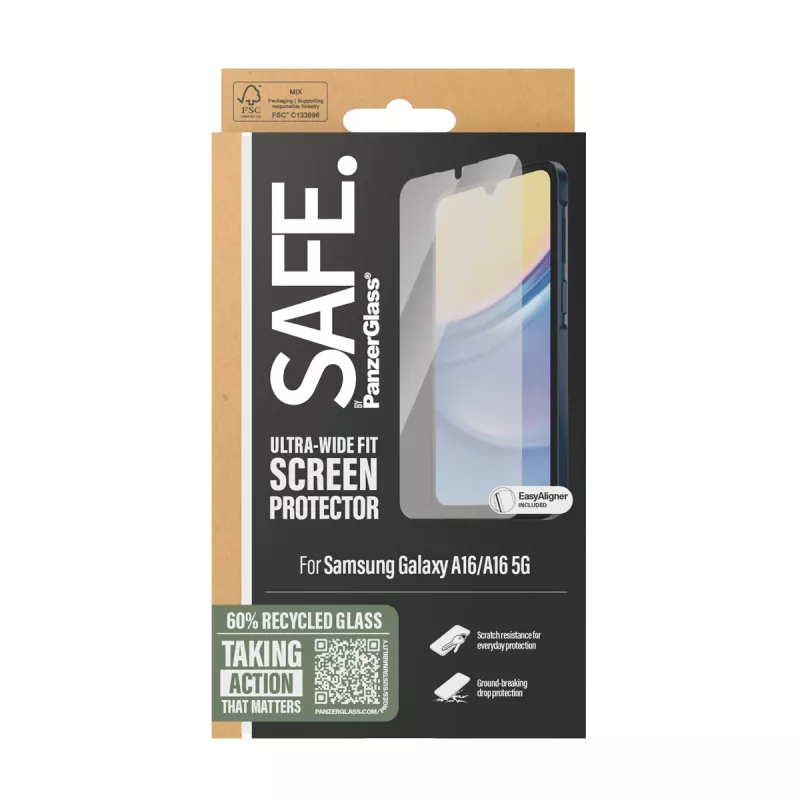 PanzerGlass SAFE. by ® beeldschermbescherming Samsung Galaxy A16 | A16 5G | Ultra-Wide Fit