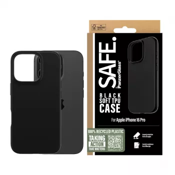 PanzerGlass SAFE. by ® TPU Case zwart iPhone 16 Pro, hoesje, Apple, Apple - iPhone 16 Pro, zwart