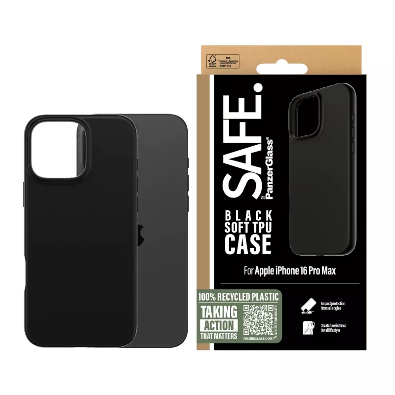 PanzerGlass SAFE. by ® TPU Case zwart iPhone 16 Pro Max