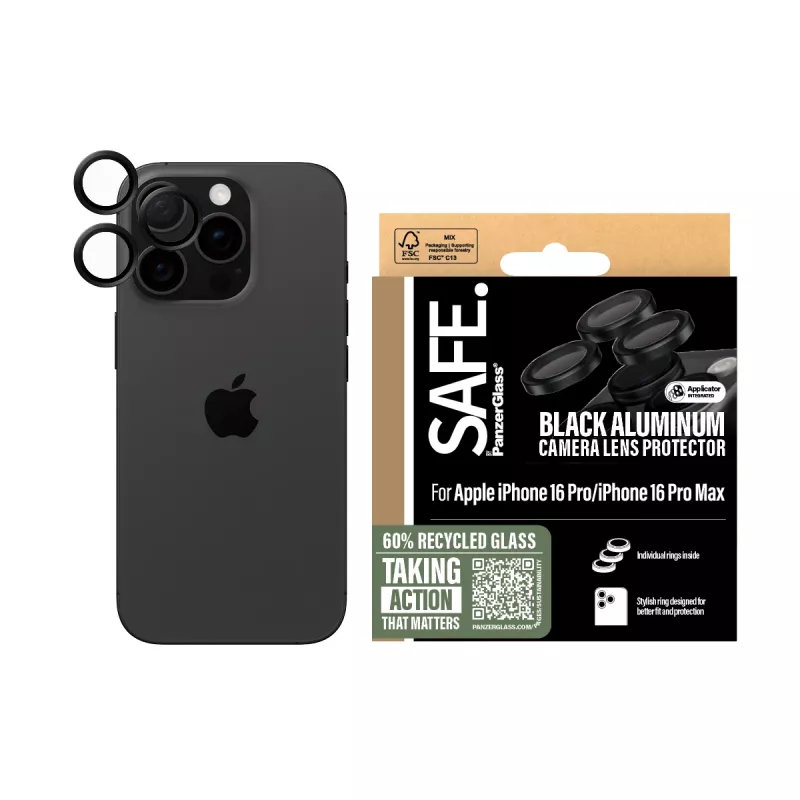 PanzerGlass SAFE. by ® camera-objectiefbescherming zwart iPhone iPhone 16 Pro | 16 Pro Max