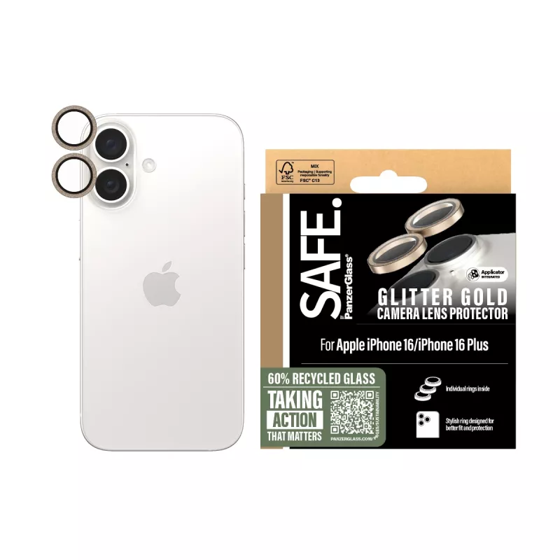 PanzerGlass SAFE. by ® camera-objectiefbescherming Glitter Gold iPhone 16 | 16 Plus