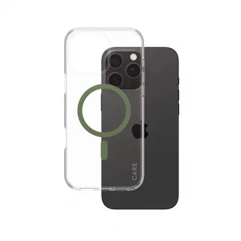 PanzerGlass CARE™ by ® Urban Combat Case transparant met groene MagSafe voor iPhone 16 Pro Max