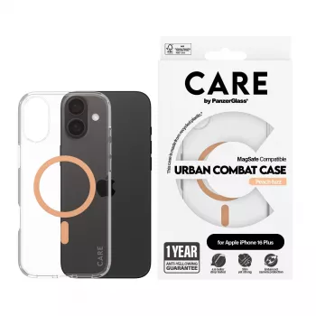 PanzerGlass CARE™ by ® Urban Combat hoes transparant met Peachy MagSafe iPhone 16 Plus
