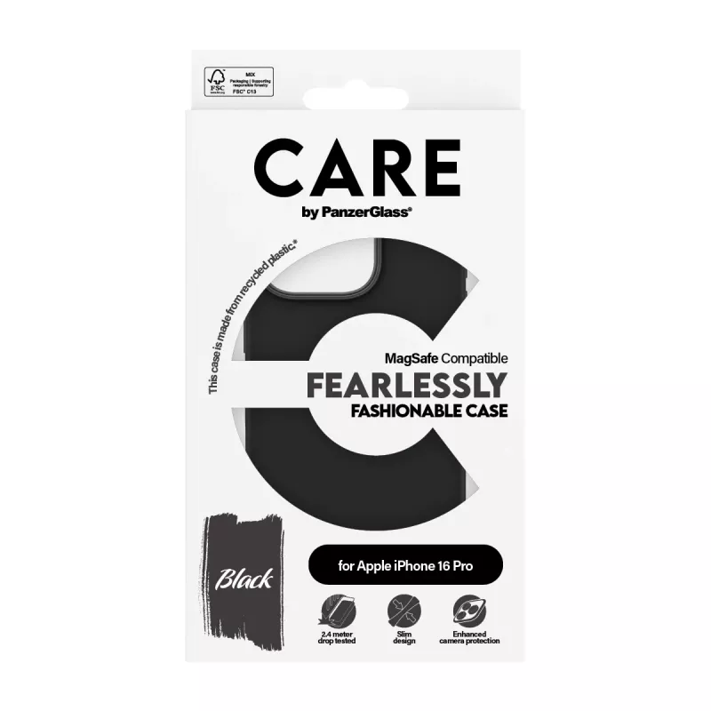 PanzerGlass CARE™ by ® Case zwart met MagSafe iPhone 16 Pro