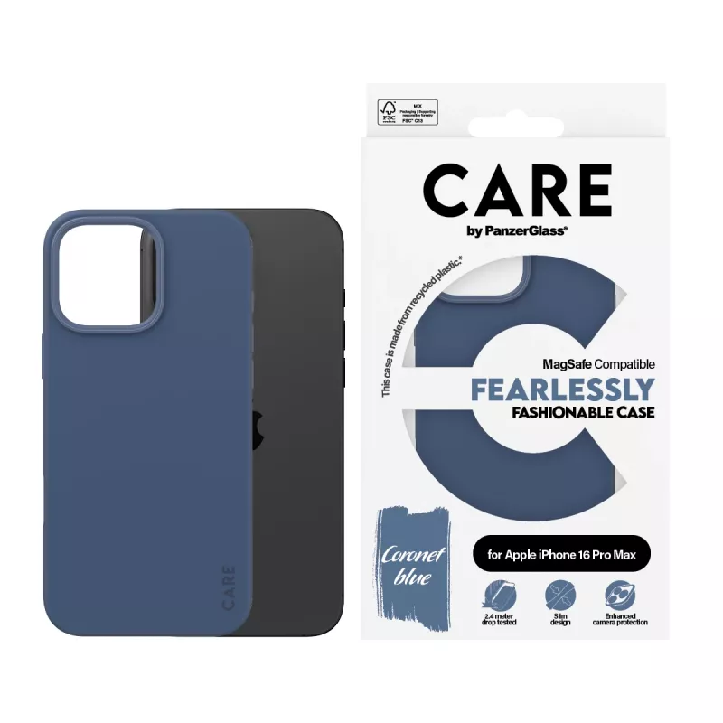 PanzerGlass CARE Fashionable hoesje voor iPhone 16 Pro Max 6,9 inch, met MagSafe, blauw