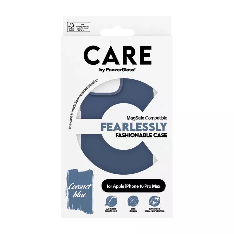 PanzerGlass CARE Fashionable hoesje voor iPhone 16 Pro Max 6,9 inch, met MagSafe, blauw