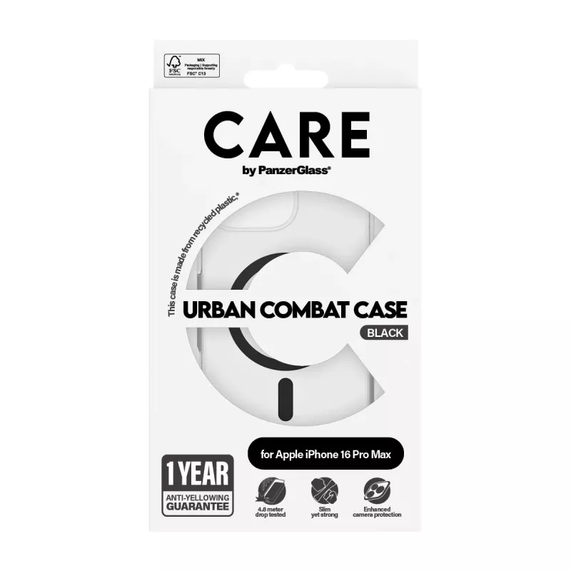 PanzerGlass CARE™ by ® Urban Combat hoes transparant met zwarte MagSafe iPhone 16 Pro Max