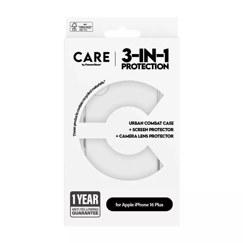 PanzerGlass ® | CARE by ® Flagship 3-in-1 bundel iPhone 16 Plus