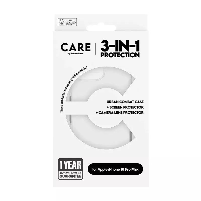 PanzerGlass ® | CARE by ® Flagship 3-in-1 bundel iPhone 16 Pro Max