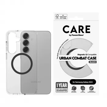 PanzerGlass CARE™ by ® Urban Combat hoesje transparant met zwart Qi-compatibel Samsung Galaxy S25+