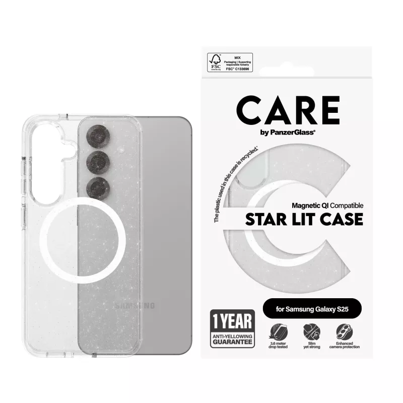 PanzerGlass CARE™ by ® Urban Combat Case Star Lit met wit Qi-compatibel Samsung Galaxy S25