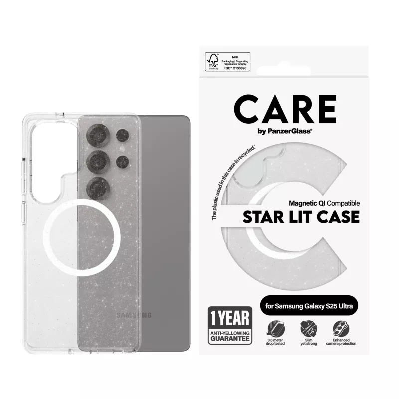 PanzerGlass CARE™ by ® Urban Combat Case Star Lit met wit Qi-compatibel Samsung Galaxy S25 Ultra
