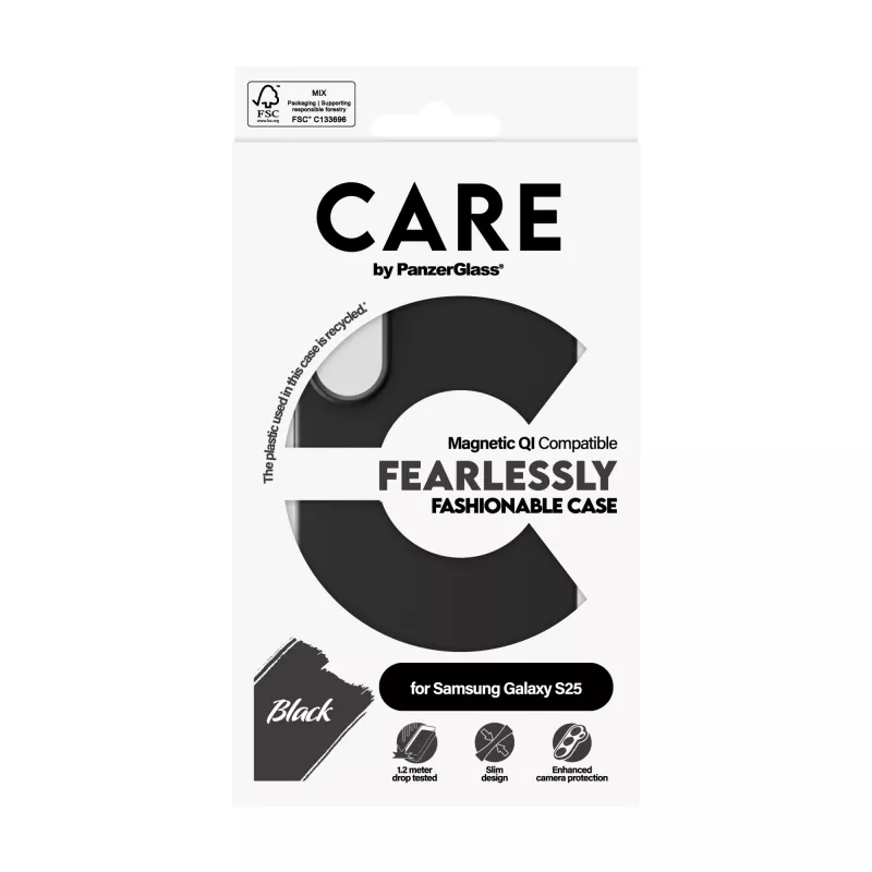 PanzerGlass CARE™ by ® Case zwart met Qi-compatibel Samsung Galaxy S25