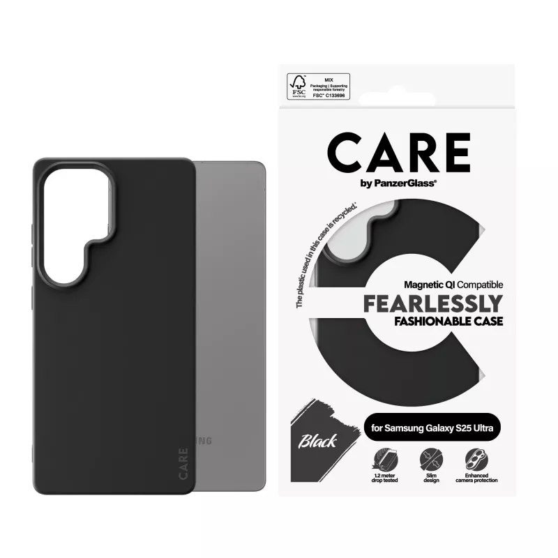 PanzerGlass CARE™ by ® Case zwart met Qi-compatibel Samsung Galaxy S25 Ultra