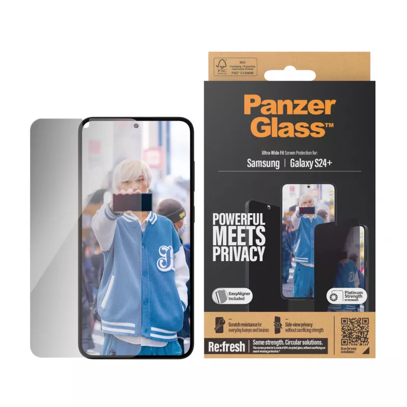 PanzerGlass ® privacy-screenprotector Samsung Galaxy S24+ | Ultra-Wide Fit met EasyAligner