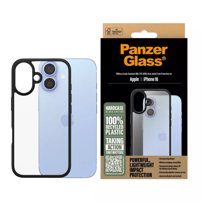 PanzerGlass HardCase hoesje voor iPhone 16, zwart, 1295