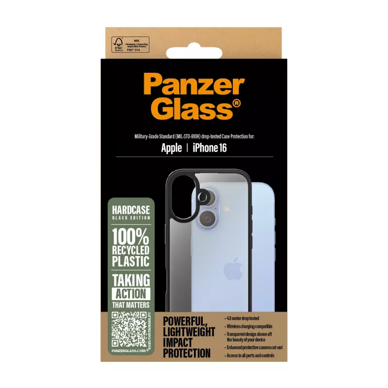 PanzerGlass HardCase hoesje voor iPhone 16, zwart, 1295