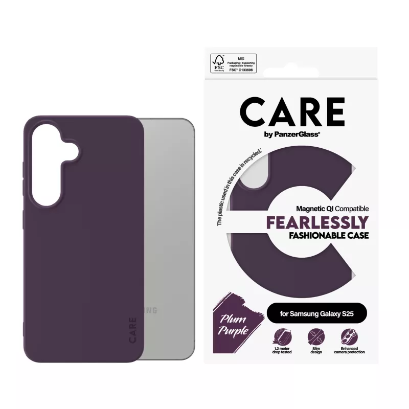 PanzerGlass CARE™ by ® Case Plum Purple met Qi-compatibel Samsung Galaxy S25