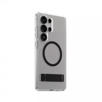 “PanzerGlass CARE™” by ”®” hoesje transparant met zwarte standaard en Qi-compatibel “Samsung Galaxy S25 Ultra”