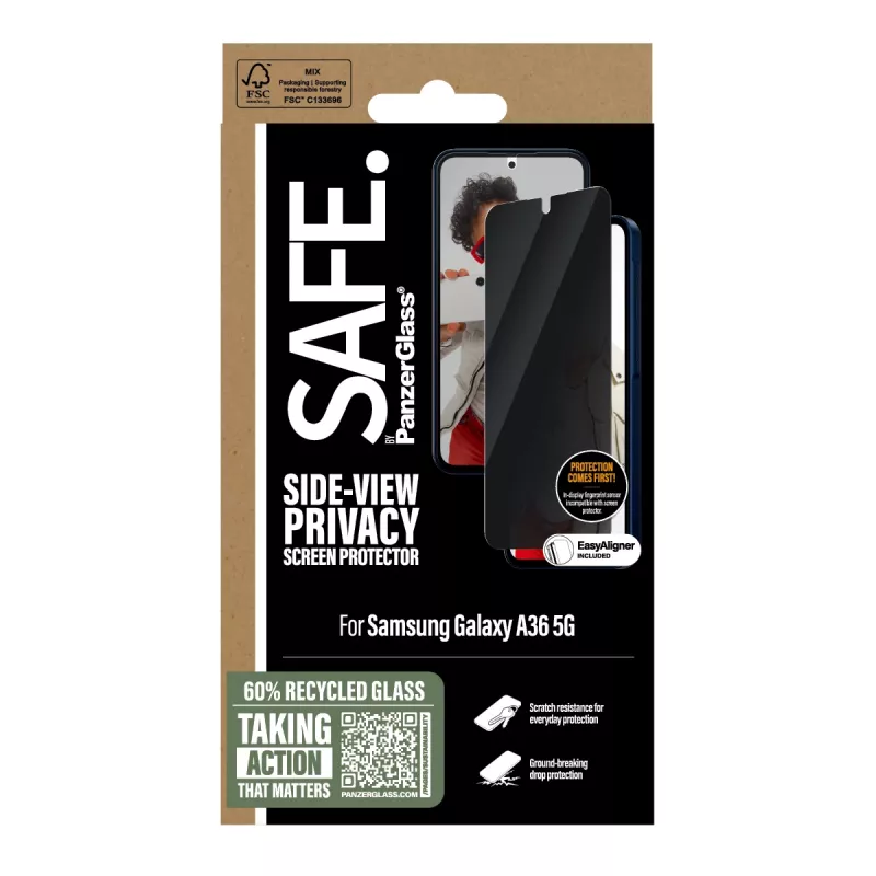 PanzerGlass SAFE. by ® privacy beeldschermbescherming Samsung Galaxy A36 5G | Ultra-Wide Fit met EasyAligner