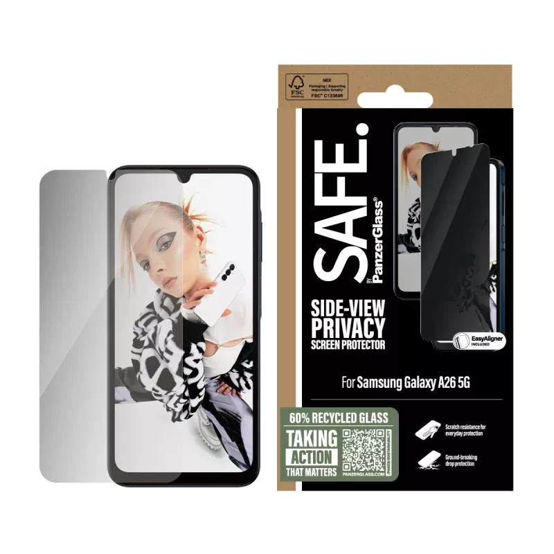 PanzerGlass SAFE. by ® privacy beeldschermbescherming Samsung Galaxy A26 5G | Ultra-Wide Fit met EasyAligner