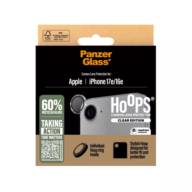 PanzerGlass ® Hoops® Cameralensbescherming Transparant iPhone 17e | 16e