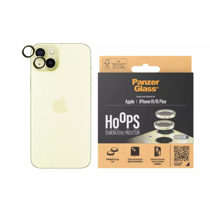 PanzerGlass ® Hoops® Cameralensbescherming Geel iPhone 15 | 15 Plus
