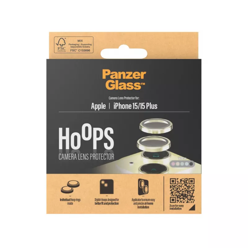 PanzerGlass ® Hoops® Cameralensbescherming Geel iPhone 15 | 15 Plus