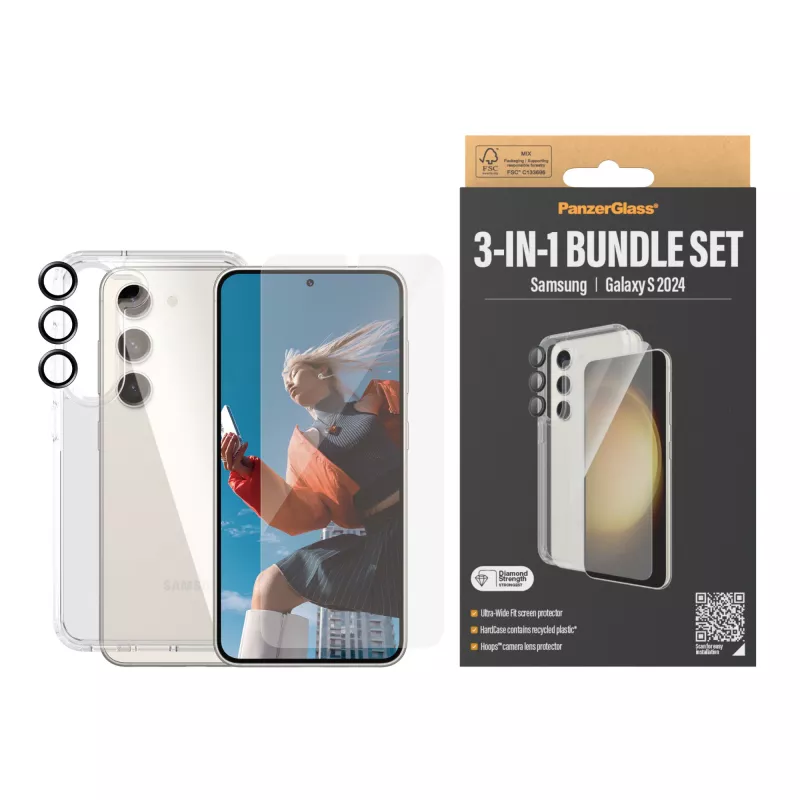 PanzerGlass ® 3-in-1 Bundel Samsung Galaxy S24 | Ultra-Wide Fit met EasyAligner