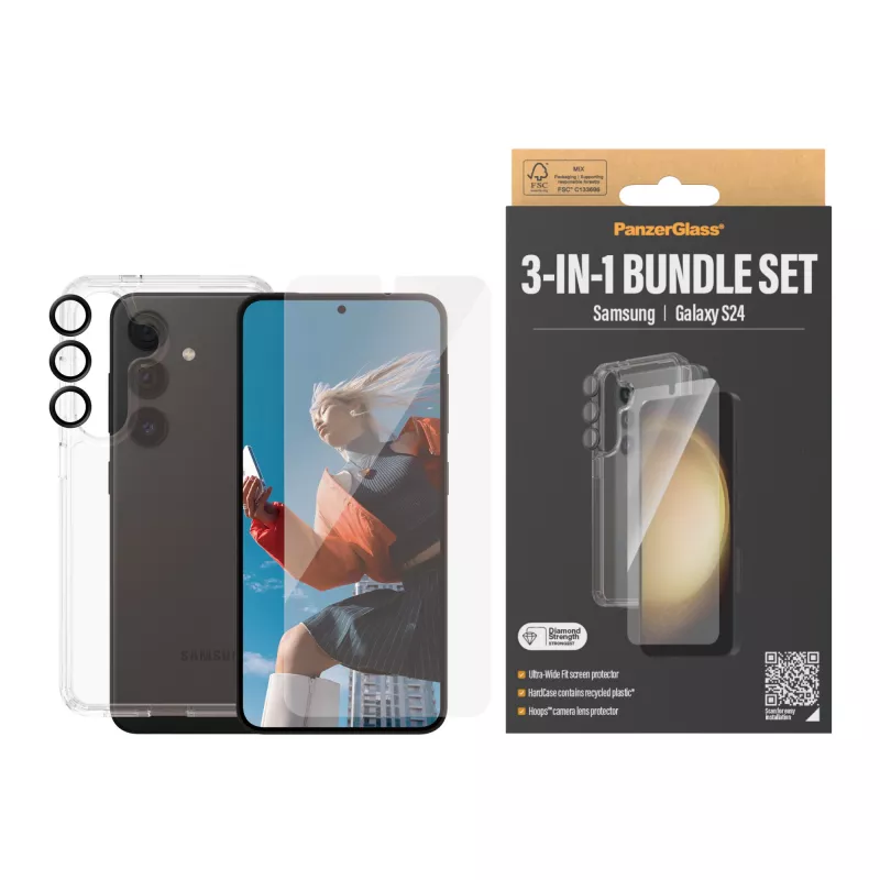 PanzerGlass ® 3-in-1 Bundel Samsung Galaxy S24 | Ultra-Wide Fit met EasyAligner