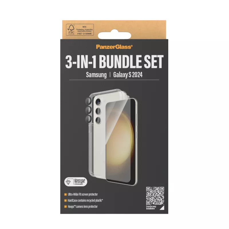 PanzerGlass ® 3-in-1 Bundel Samsung Galaxy S24 | Ultra-Wide Fit met EasyAligner