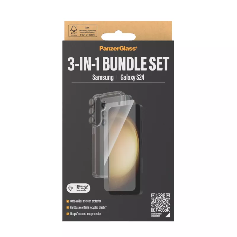 PanzerGlass ® 3-in-1 Bundel Samsung Galaxy S24 | Ultra-Wide Fit met EasyAligner