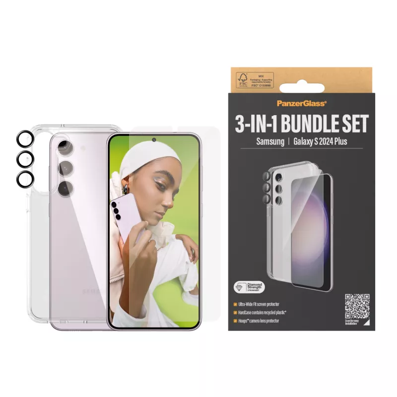 PanzerGlass ® 3-in-1-Bundel Samsung Galaxy S24+ | Ultra-Wide Fit met EasyAligner