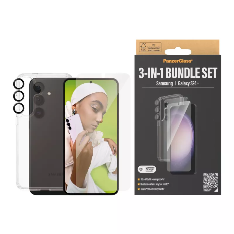 PanzerGlass ® 3-in-1-Bundel Samsung Galaxy S24+ | Ultra-Wide Fit met EasyAligner