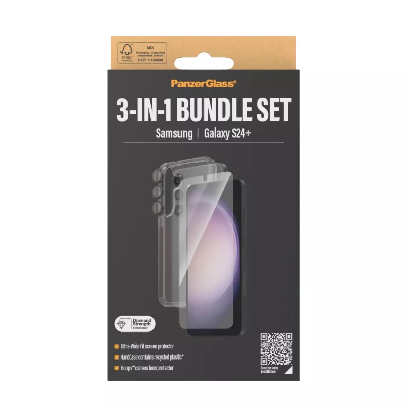 PanzerGlass ® 3-in-1-Bundel Samsung Galaxy S24+ | Ultra-Wide Fit met EasyAligner