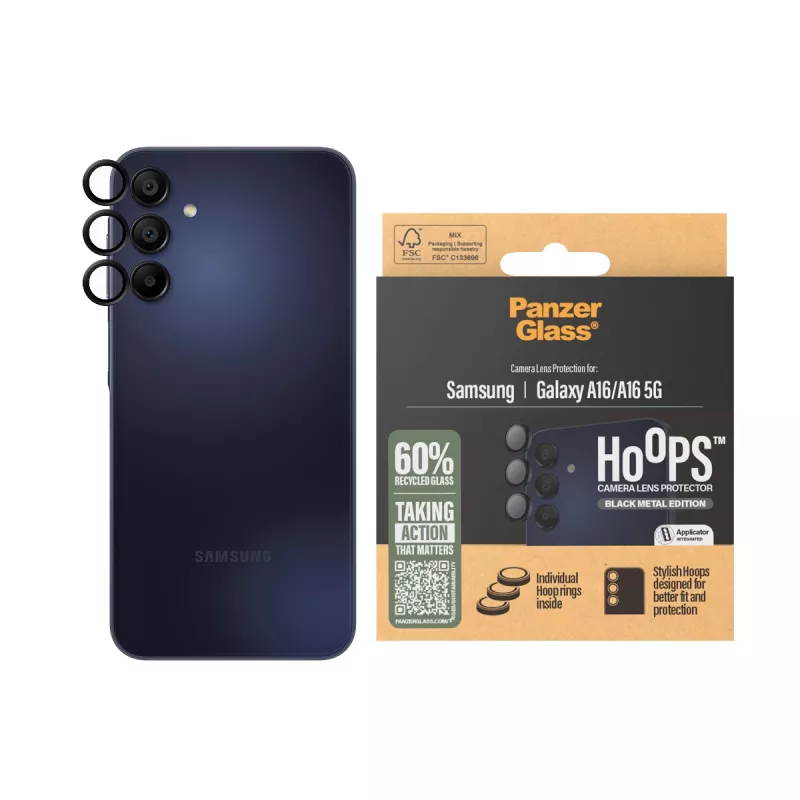 PanzerGlass ® Hoops® Cameralensbescherming Zwart Samsung Galaxy A16 | A16 5G